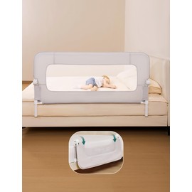 BABELIO Bed Rail for Toddlers, 59" Wide Swing Down & Adjustable Height Toddler Bed Rails, Baby Bed Rail Guard for Kids/Elderly/Adults, Baby Side Rails for Twin/Full/Queen/King Size Bed
