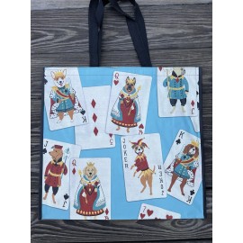 TJMAXX WOOF TJX Shopping Bag HAPPY  DOGS on CARDS Reusable Tote Bag