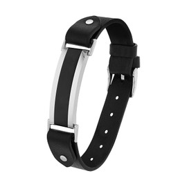 s.Oliver 2035966 Identity Bracelet Stainless Steel Leather Men's Bracelet 23.5 cm Bi-Colour Comes in Jewellery Gift Box, Stainless Steel, None