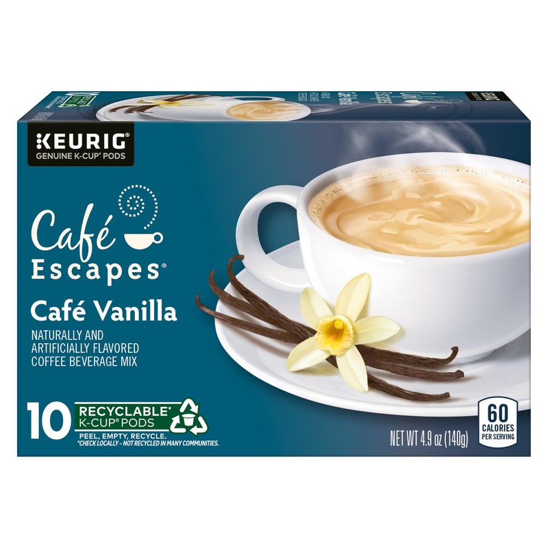 Café Escapes Café Vanilla Coffee Beverage, Single-Serve K-Cup Pods, 60