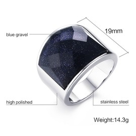 HIJONES Men's Women's Stainless Steel 19 mm Multicoloured Diamond Cutting Ring, Stainless Steel, No information