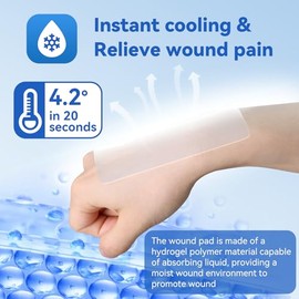 Dimora - Aderezo para quemar hidrogel, 4 x 4 pulgadas, para quemar y heridas, alivio de enfriamiento instantáneo para quemaduras y heridas menores, al