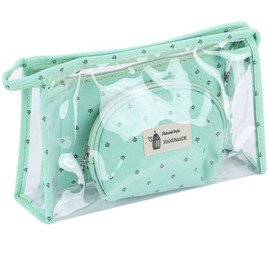 3PCS Travel Makeup Bag Set, Veriya Clear Cosmetic Case Toiletry Wash Storage Holder Pouch Purse Bags for Girls Women Ladies Travelling or Daily Use (Green)
