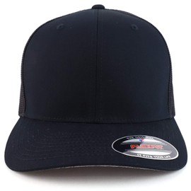 Armycrew Oversize Structured Flex Fitted Mesh Back Flexfit Baseball Cap - Black - 2XL