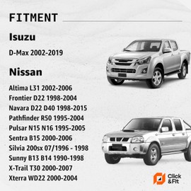 Click&Fit Adjustable Windscreen Washer Nozzles Compatible with Isuzu D-MAX 2012-2019, Nissan Navara X-Trail Pulsar 1998-2015 – Wiper Windshield Washer sprayers Replaces 8980678593, 2-Pack