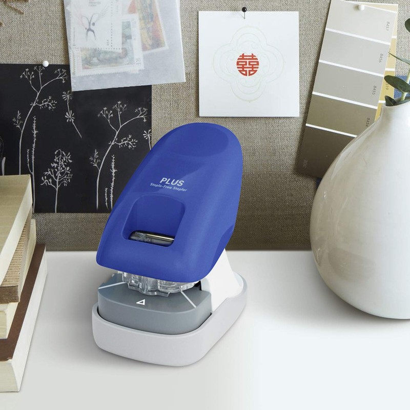 Plus Paper Clinch Desktop Staple Free Staple Blue