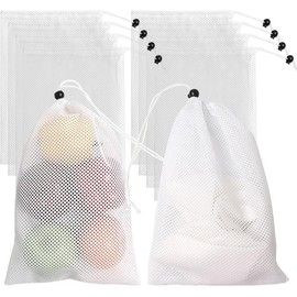 Nylon Mesh Drawstring Bags, 10Pcs Mesh Bags Drawstring Laundry Bags, Mesh Bags Drawstring Laundry Bags, Drawstring Mesh Washing Bag,Nylon Mesh Drawstring Bags with Cord Locks for Shower, Beach, White