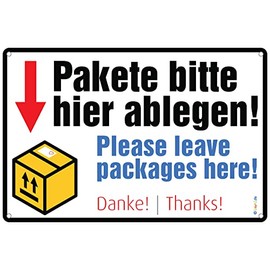 immi Pack of 1 "Bitte hier abgen" (300 x 200 mm Sign with Hole) Leave Packages Here