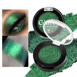 BEUSELF Green Eyeshadow Shimmery Single, Highly Pigmented Metallic Eye Glitter, Long-Lasting Forest Green Metallic Eye Shadow, Sparkly Chameleon Cream Eye Shadow Palette for Green Eyes, Talc Free #4D
