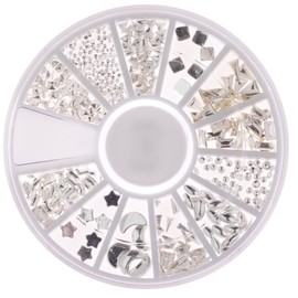 Assorted Pack [Pearl Stone Mail Order MK] Assorted Set with Case Studs, Metal Parts (Silver), Carefully Selected Parts, Handmade Accessories, Nail