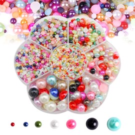 5600PCS Half Round Pearls Flatback Imitation Pearls for Crafts,7 Sizes for DIY Nails Art Crafting,Jewelry Making, Shoes,Cup,Phone Decoration (Mixed Color)