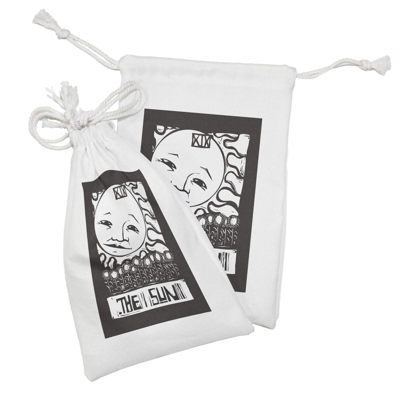 Lunarable Tarot Card Fabric Pouch Set of 2, Sun Lettering