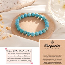 Citrine Crystal Bracelet Natural Stone Beaded Bracelet Amethyst Bracelet Crystal Beaded Bracelet Lava Rock Bracelet Obsidian Bracelet Turquoise Bracelet Birthday for Men(Turquoise)