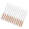 12-Piece Stainless Steel Barbecue Fork Skewer Set with Wooden Handle,