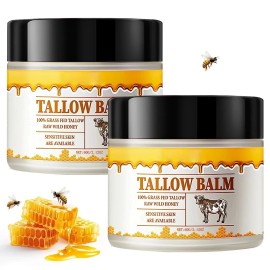 everyday-selects 2 Pack Tallow and Honey Balm, Premium Beef Tallow and Wild Honey,Balm for Skin