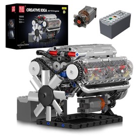 Mould King 10088 No.V8 Engine Model Kit - 535 Pcs to Build Your Own Mini Engine That Works- DIY STEM Project & Gift for Kids/Teens