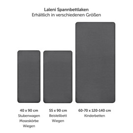 Laleni Jersey Fitted Sheet for Side Bed, Oeko-Tex Certified Bassinet/Pram Fitted Sheet, 100% Cotton, Baby Bed Linen, 55 x 90 cm, Set of 2, Anthracite