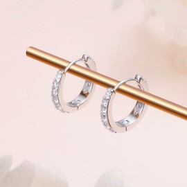 S925 Sterling Silver CZ Huggie Hoop Earrings for Women Front And Back Cubic Zirconia Hypoallergenic Ears Jewelry