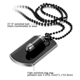 OIDEA 2pcs Assorted Mens Black Biker Cross Bullet Dog Tag Pendant Necklace,27" Chain