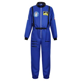 frawirshau Astronaut Costume Adult Role Play Cosplay Costumes Spaceman Flight Jumpsuit Space Suit for Men Blue S