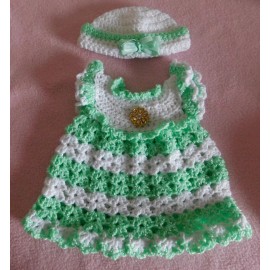 American Girl Doll Clothes Crochet Grn Sparkle Dress Hat Fit American Girl Welle Wisher 14.5"