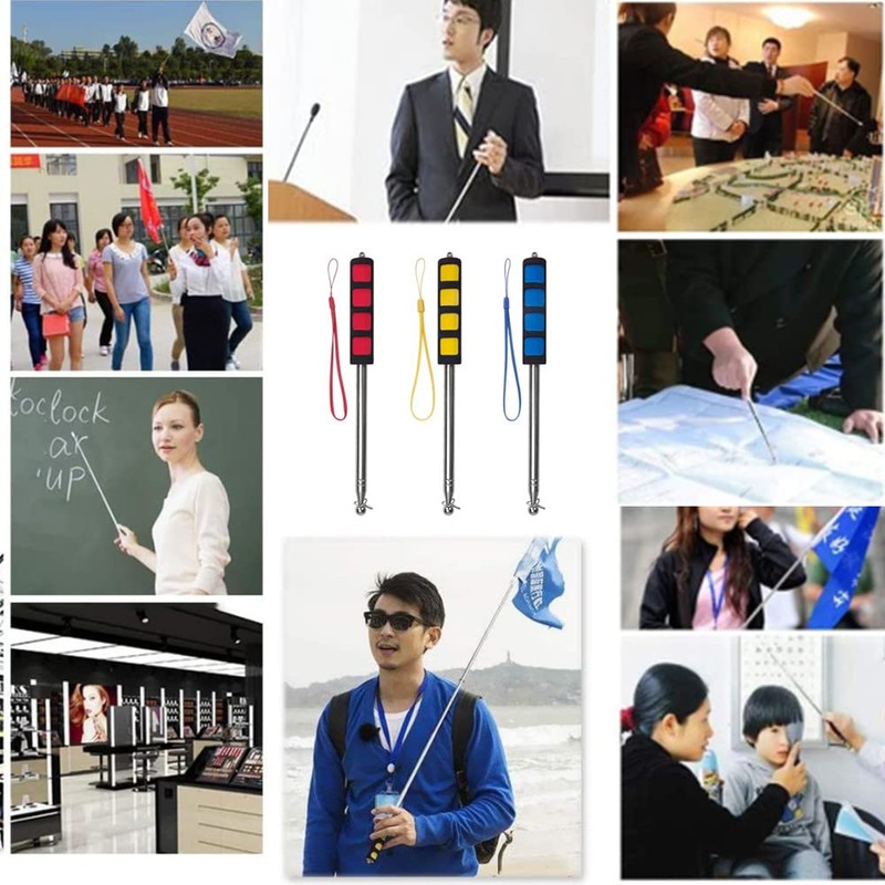 CAASFOOY 3 PCS Handheld Flagpole.Lightweight Extendable Stainless Steel Handheld Flagpole