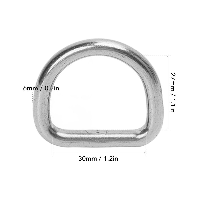 10 PCS 316 Stainless Steel D Ring Seamless Welded Hardware