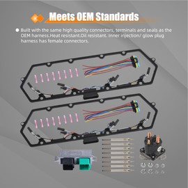 higehio 7.3L Valve Cover Gasket Kit with 8 Glow Plugs+Relay Solenoid+ Controller+2 Injector Glow Plug Harnesses Compatible with 1998-2003 Ford 7.3L Powerstroke Diesel