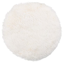 Brandsseller Seat Cushion Rug Diameter 38 cm Lambskin Look Round Faux Fur Long Pile Rug Lambskin Cushion Faux Sheepskin Cream