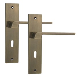 Decoranddecor Spectra Antique Brass Internal Door Handle Set with Keyhole Backplate & Lever Mechanism, Featuring 120mm Handle & 200x45mm Panel for Modern & Traditional Interiors