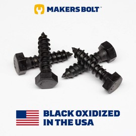 3/8" x 1-1/2" Stainless Steel Hex Lag Bolts (10 pcs) Black Oxidized in USA by Makers Bolt