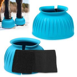 Abbylike 1 Pair Horse Bell Boots Protect Against Hoof Impact Trauma Rubber Bell Boot for Horse Cute Horse Boots Horse Care Boots for Turnout No Rub Design Quick Wrap Hook and Loop(Blue,X-Large)