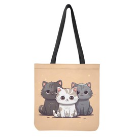 Upetstory Cute Cat Handbag Reusable Grocery Bags Home Kitchen Shopping Bags Storage Pouch Organzier for Lunch Grocery School Beach