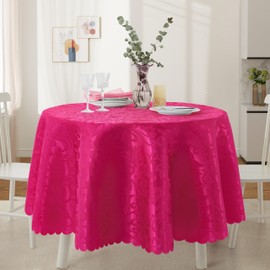 HommxJF - Mantel redondo de satén de damasco, color rosa fuerte, 60 x 60 pulgadas, mantel redondo, resistente a las manchas, sin arrugas, sedoso, suave para comedor, uso en interiores y exteriores