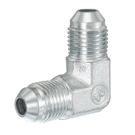 PATIKIL Hex Reducing Nipple Connectors Pipe Adapter 1/2" Male 37° Flare JIC x 1/2" BSPT Male 90° Adapter, Pipe Fitting Reducer Nipple Adapter Plated Steel Hydraulic Fitting