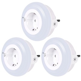 emotionlite emotionlite Nachtlicht Steckdose mit D?mmerungssensor, LED Nachtlampe Kinder Schtzen Steckdose Helligkeitssensor, Auto/ON/OFF mit Lichtsensor 4 Helligkeit Einstellbar WarmWei? 2700K 3 Stck