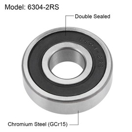 TOP-VIGOR 1Pcs 6304-2RS Deep Groove Ball Bearings, Z2 20mm x 52mm x 15mm Double Sealed Industrial Bearings, Chrome Steel P6(ABEC3) Skateboard Bearings for Electrical Instrument Equipment