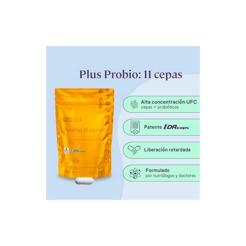 B-FIT Suplemento Probio 11 Cepas, 60 Billones, Sin Gluten, Sin