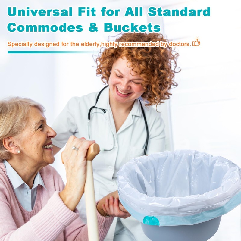 OUMEE Commode Liners with Absorbent Pads, 90 Bedside Commode Liners