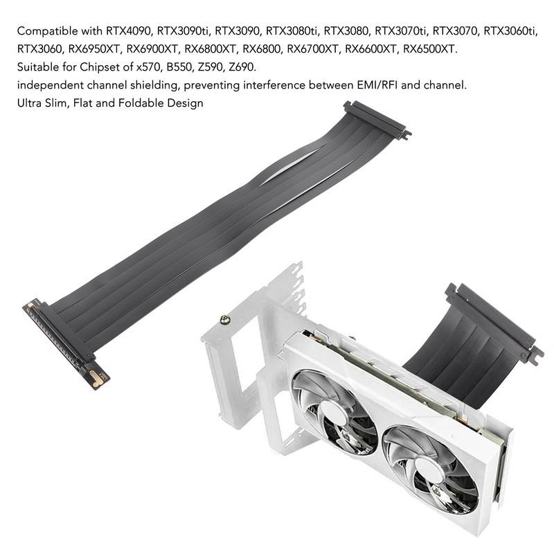 PCIE 4.0 X16 Extender Right Angle 64GB/s Shielded Plug and