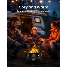 Ciays 21 Inch Propane Fire Pit with Grill Grate, Folding Legs, CSA Certified, 58,000 BTU, Black, Metal, Round, Compatible with Propane