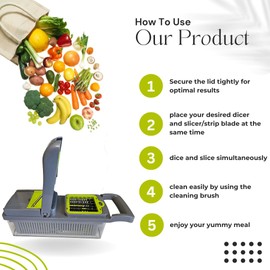 Lily`s Home & Kitchen 16 Pcs Vegetable Chopper,Vegetable Chopper with container,Fruit Slicer, Vegetable slicer,onion slicer,Slicer vegetable cutter,Mandoline slicer,Veggie Chopper, Pro Onion Chopper