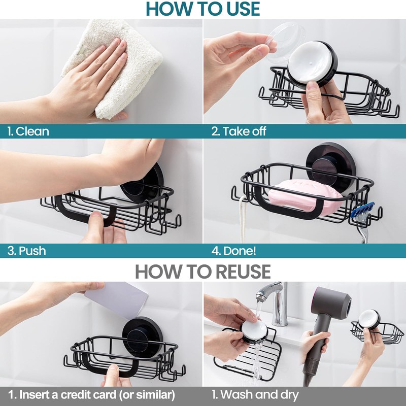 TAILI Soap Dish Soap Bar Holder Suction Cup with 4