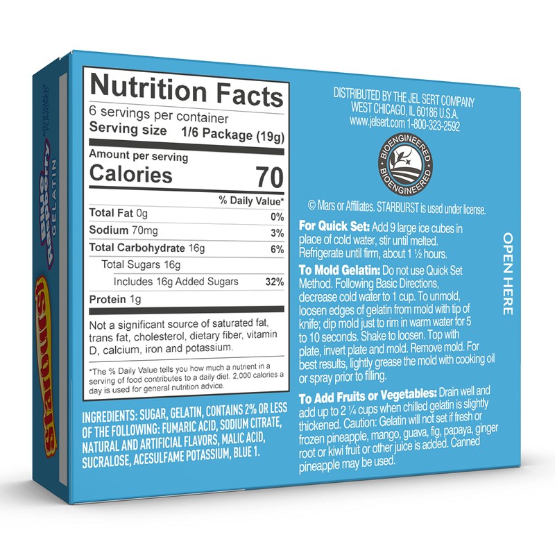 Starburst Gelatin – Blue Raspberry, 3.91 Ounce Box (Pack of