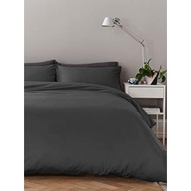 Anti-Allergy Anti-Bacterial Brushed Soft Touch Microfibre Duvet Cover & Pillowcase/s Bedding Bed Linen Set (Charcoal Grey, Single)