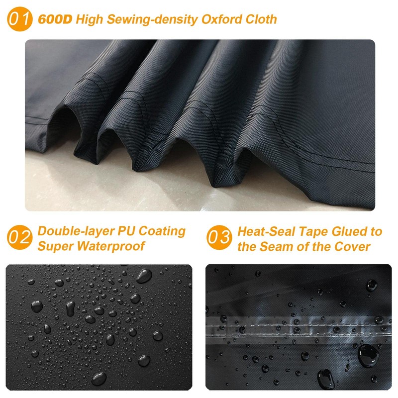 Kipiea 600D Outdoor Waterproof Square Hot Tub Cover Protector, Heavy