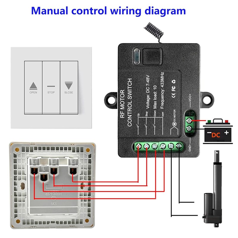 Forward Reverse Remote Control Switch,DC7V-48V 10A Switch,Linear Actuator 12V Remote