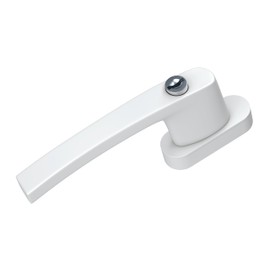 BASI Set of 2 lockable window handles, colour: white or silver, aluminium, balcony door handle, child lock, pin length 35 mm, handle for window, patio door, 2 pieces, 4 keys