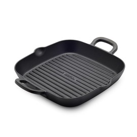 GreenPan x Bobby Flay Cast Iron 11” Square Grill Pan, Pre-Seasoned Professional Grade Heavy Duty Skillet, Helper Handles, Induction Suitable, Stovetop, Oven, BBQ & Fire, Indoor & Outdoor Use, Black