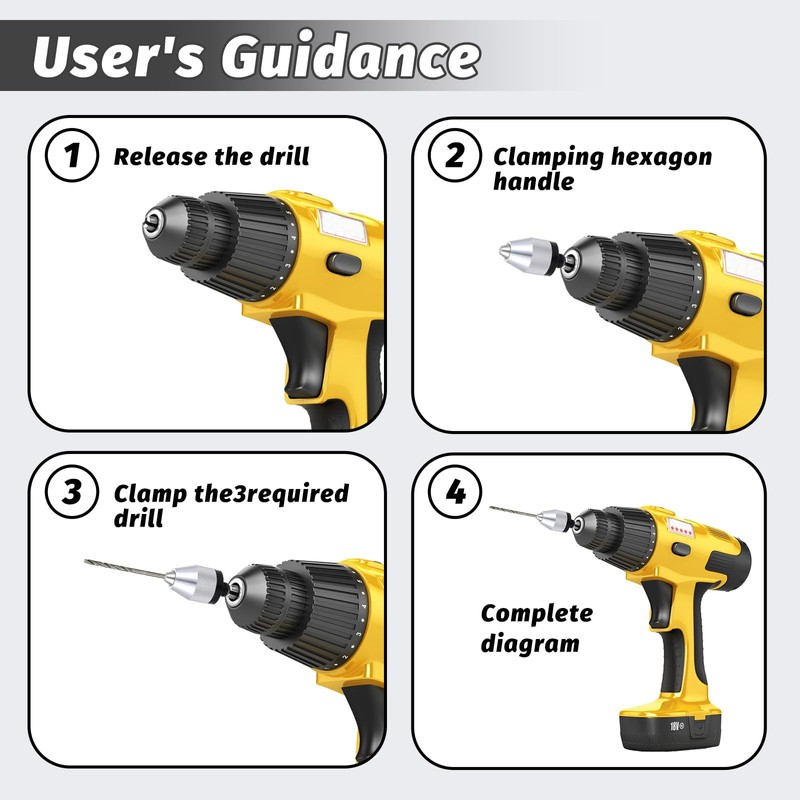 Giantree Keyless Drill Chuck Bit, 2Pcs Chuck Adapter with 10Pcs